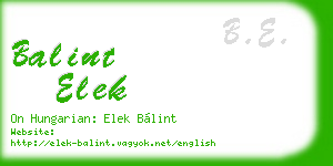 balint elek business card